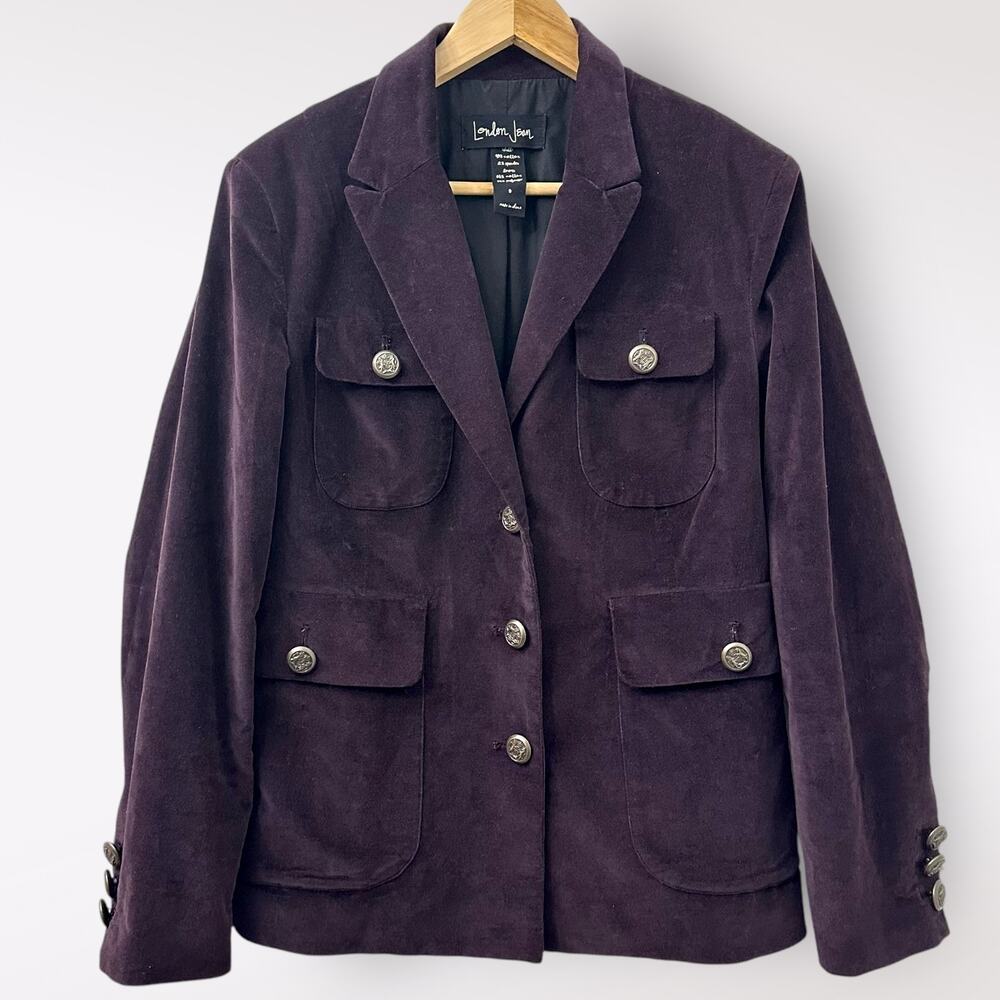 London Jean 8 M Purple Corduroy Blazer Jacket‎ Tailored Smart Casual Whimsygoth